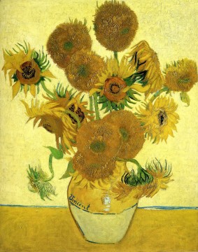 Still Life Vase with Fifteen Sunflowers Vincent van Gogh Oil Paintings